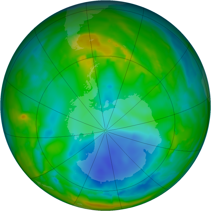 Antarctic ozone map for 26 July 2009